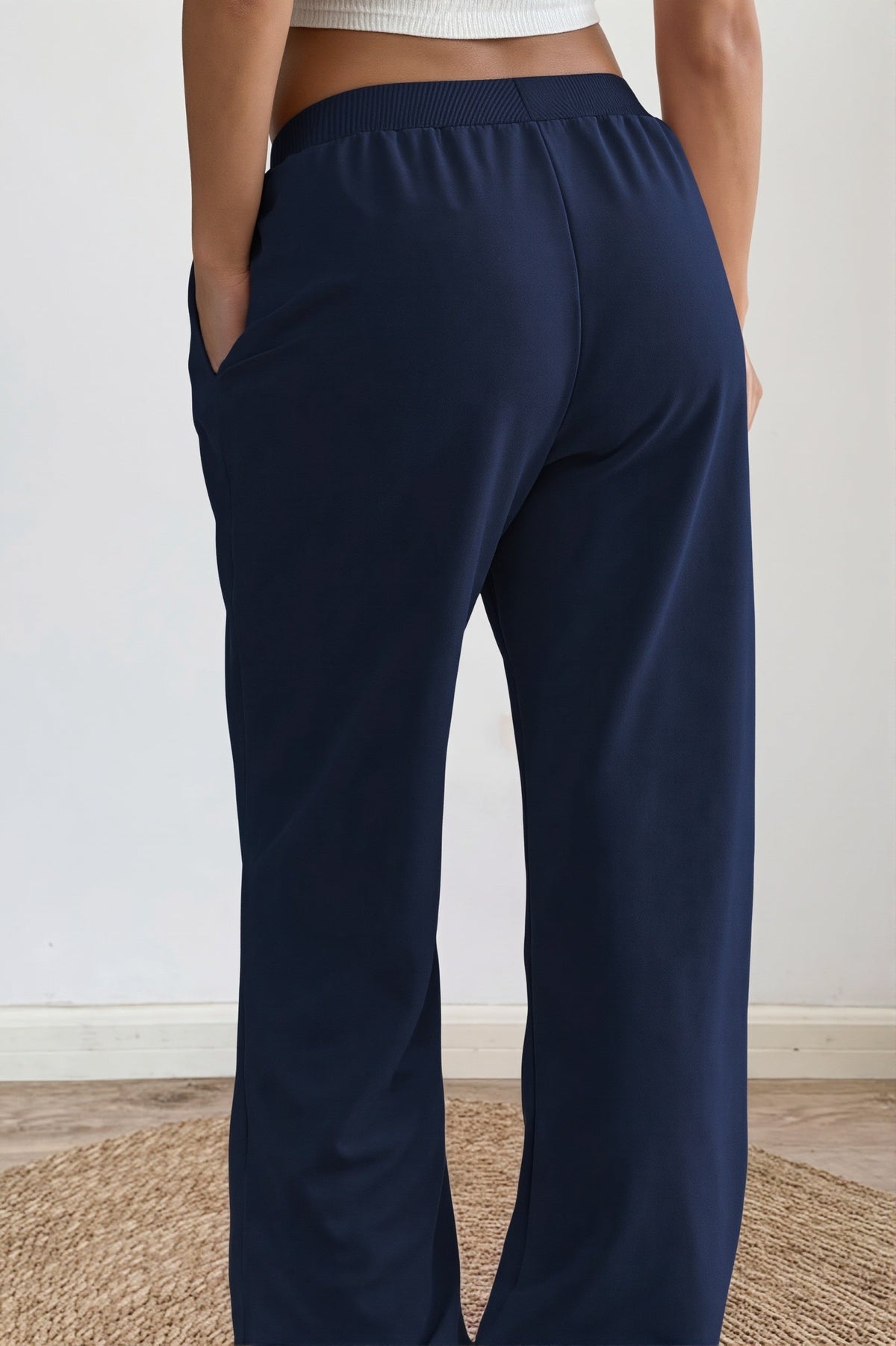 Number Print Drawstring Fitted Pants