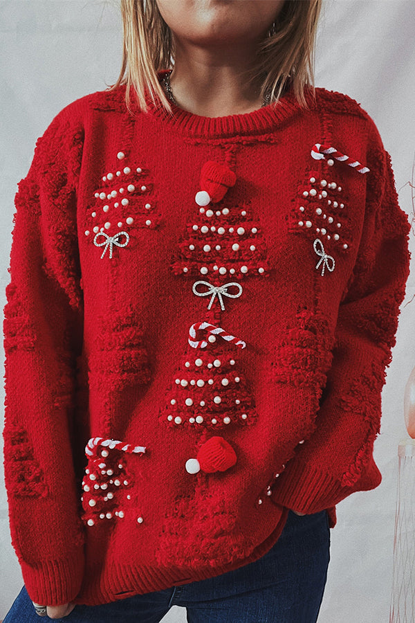 Lady Rin Christmas Knitted Crew Neck Long Sleeve Sweater