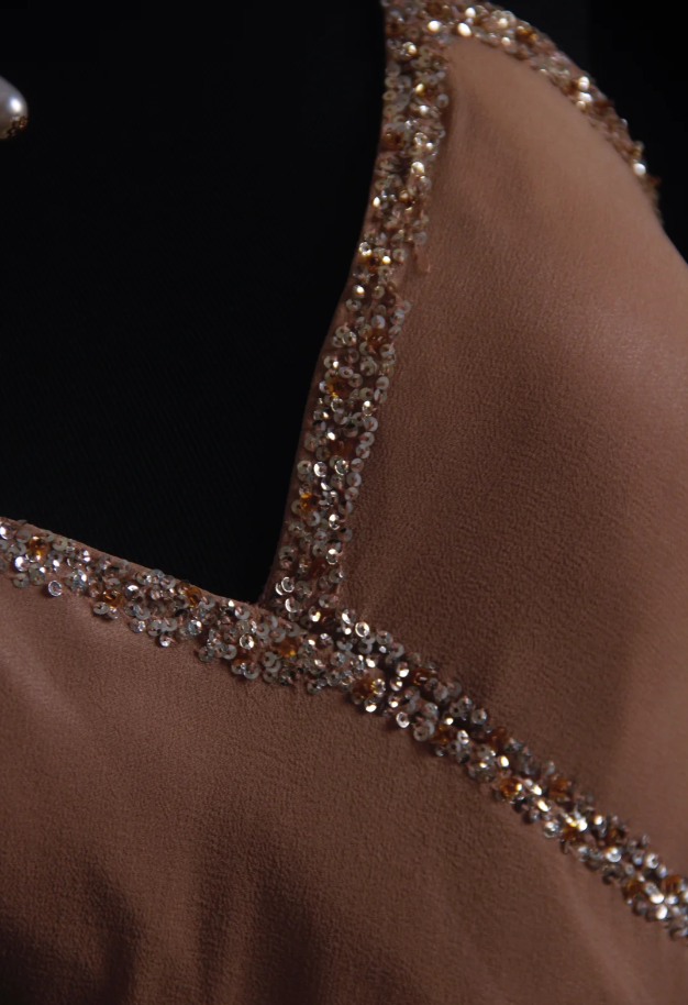 Classy Halter Chiffon Sequin Beaded Mermaid Long Wedding Guest Dress Formal Party Dress D1663