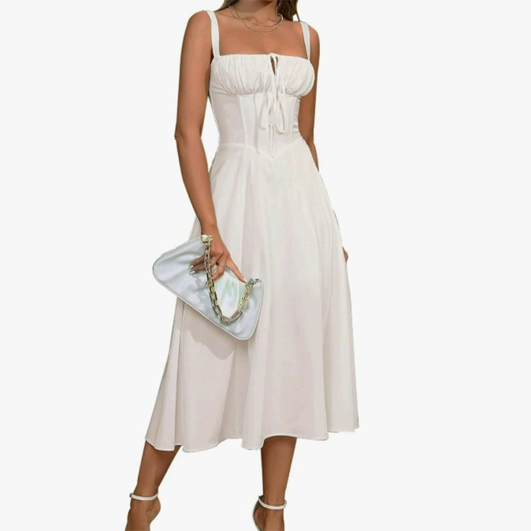 Strappy Tie Front Corset High Split Midi Dress 8