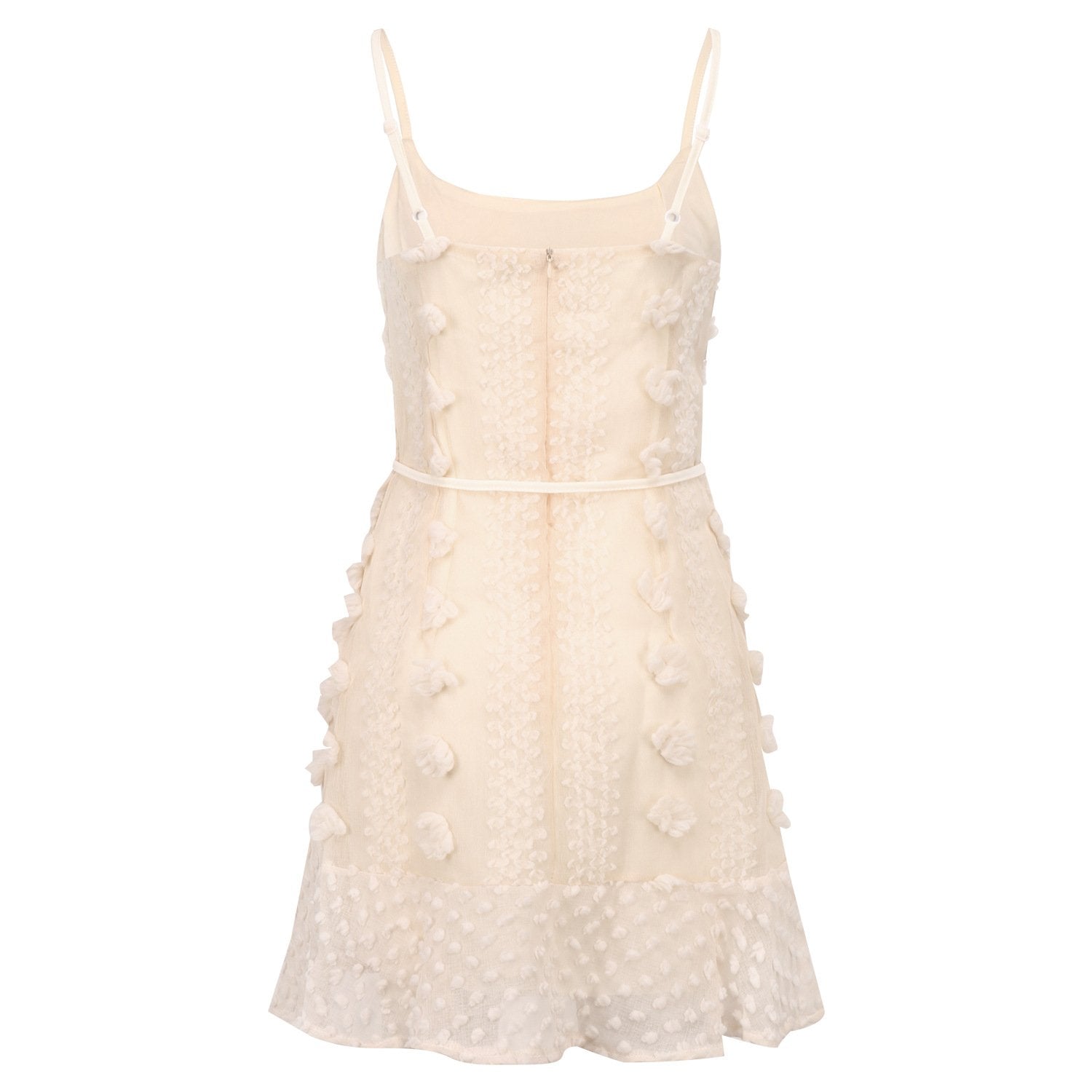 Florcoo Solid Lace Flower Design Grace Mini Dress