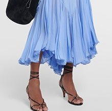 V-Neck Spaghetti-Strap Pleated-Hem Slip Midi Dress 8