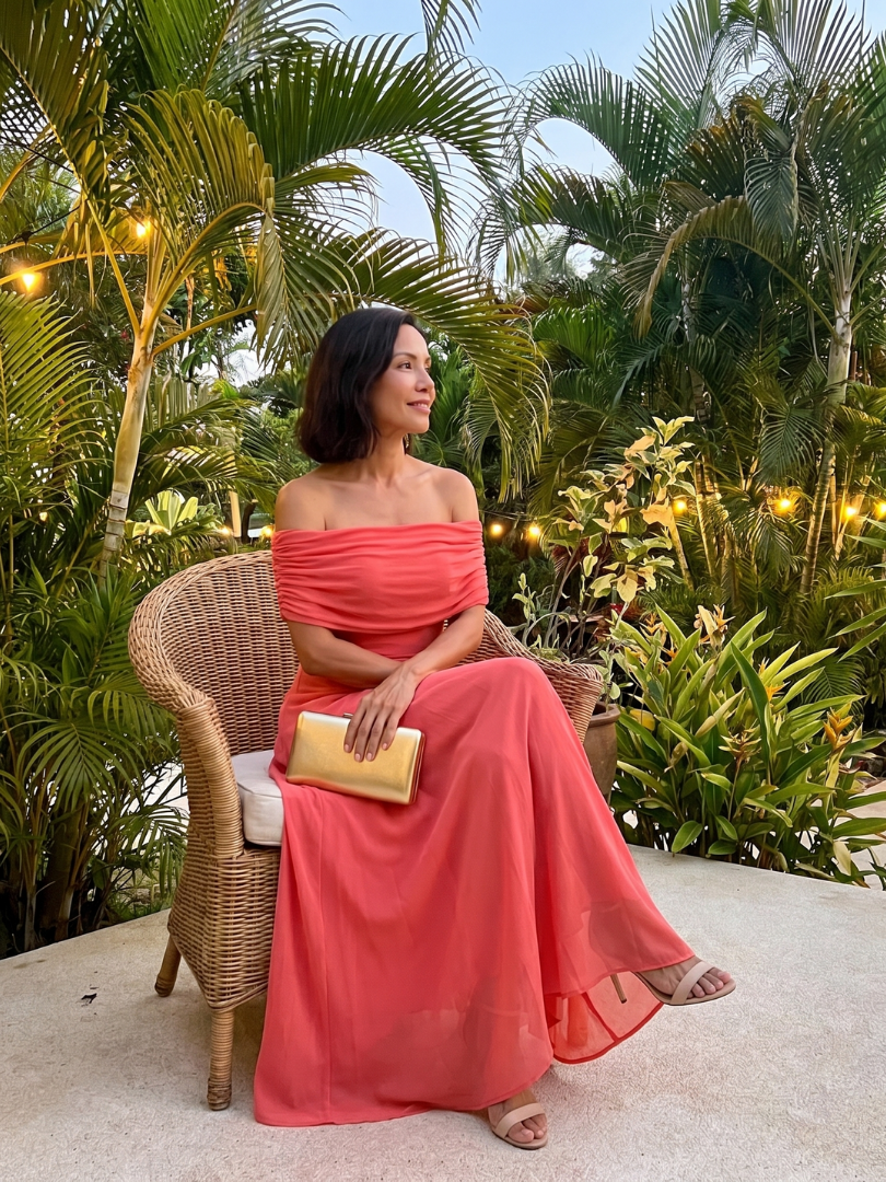 Off Shoulder Ruched Foldover A-Line Maxi Dress 10