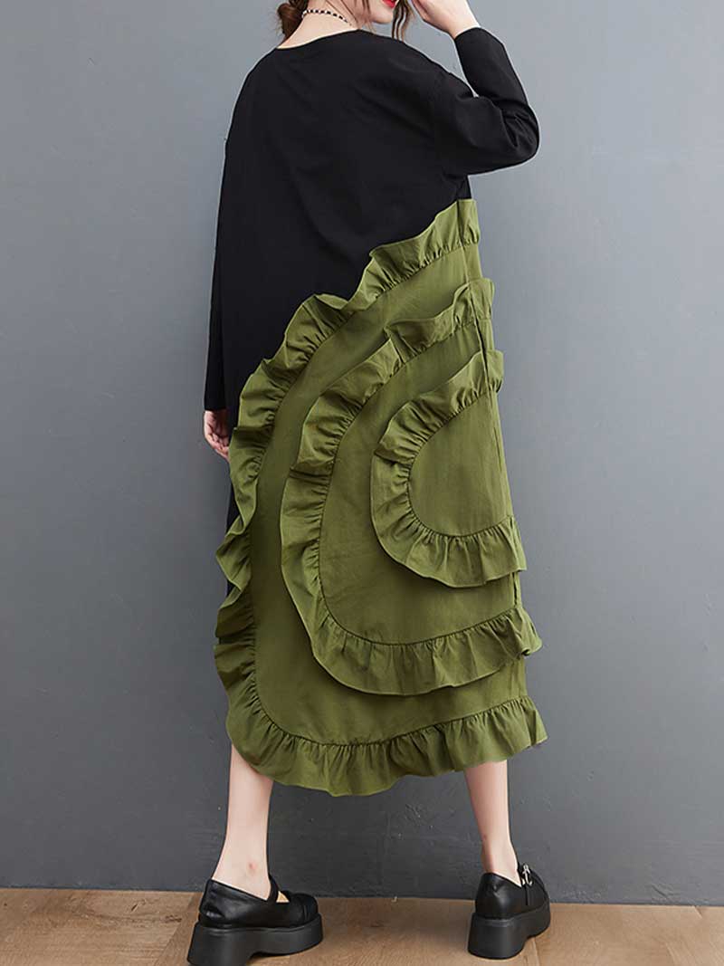 Stylish Ruffle A-Line Dress - Fashionpara
