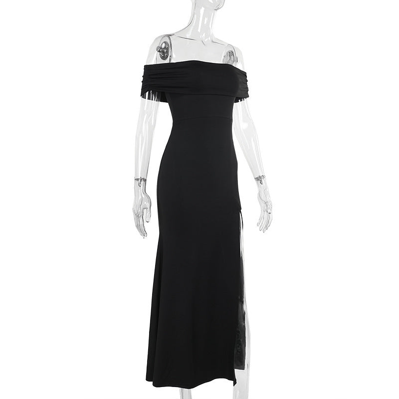 Off Shoulder Ruched High Slit Mermaid Maxi Gown 9