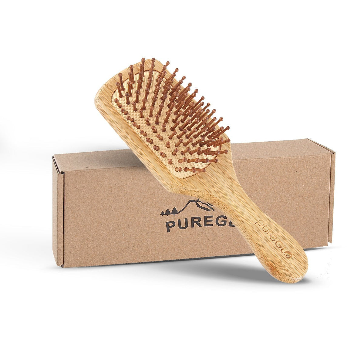 Natural Bamboo Paddle Hair Brush Square Small