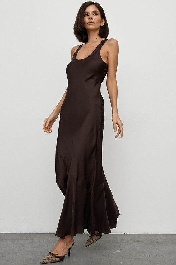 Slim Fit Satin Maxi Dress
