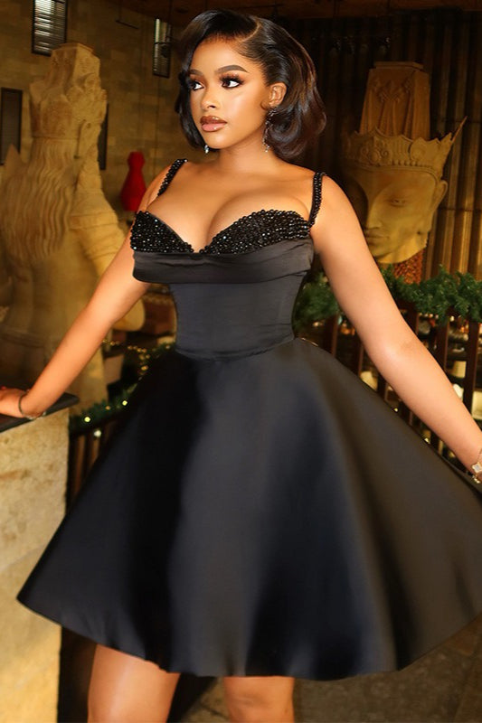 Elegant Sequin Patchwork Strapless Halter Cocktail Dress - Fashionpara