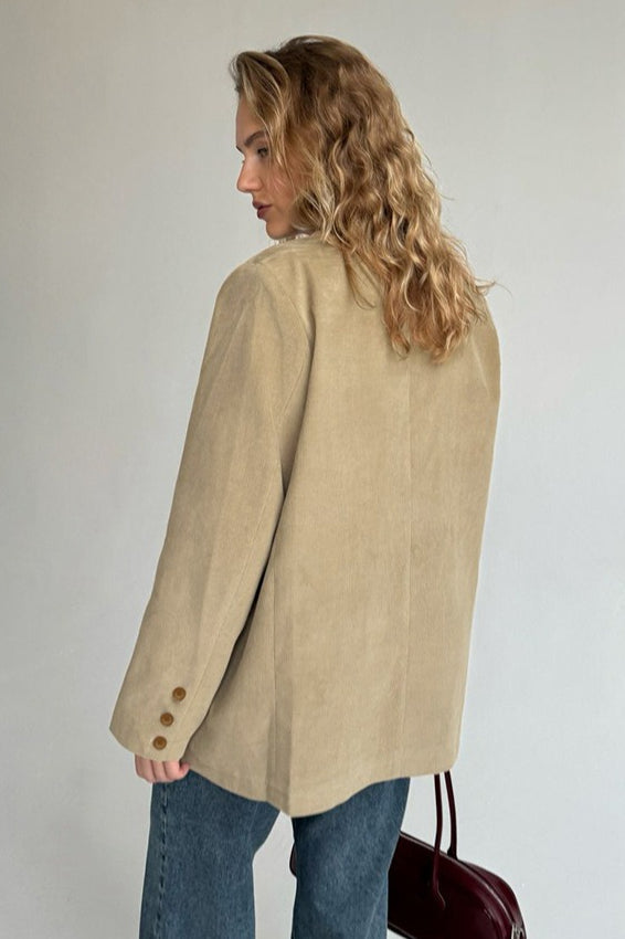 Elegant Corduroy Blazer Coat - Fashionpara