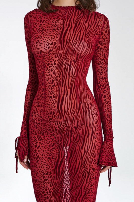 Animal Print Open Back Bodycon Mini Dress 13