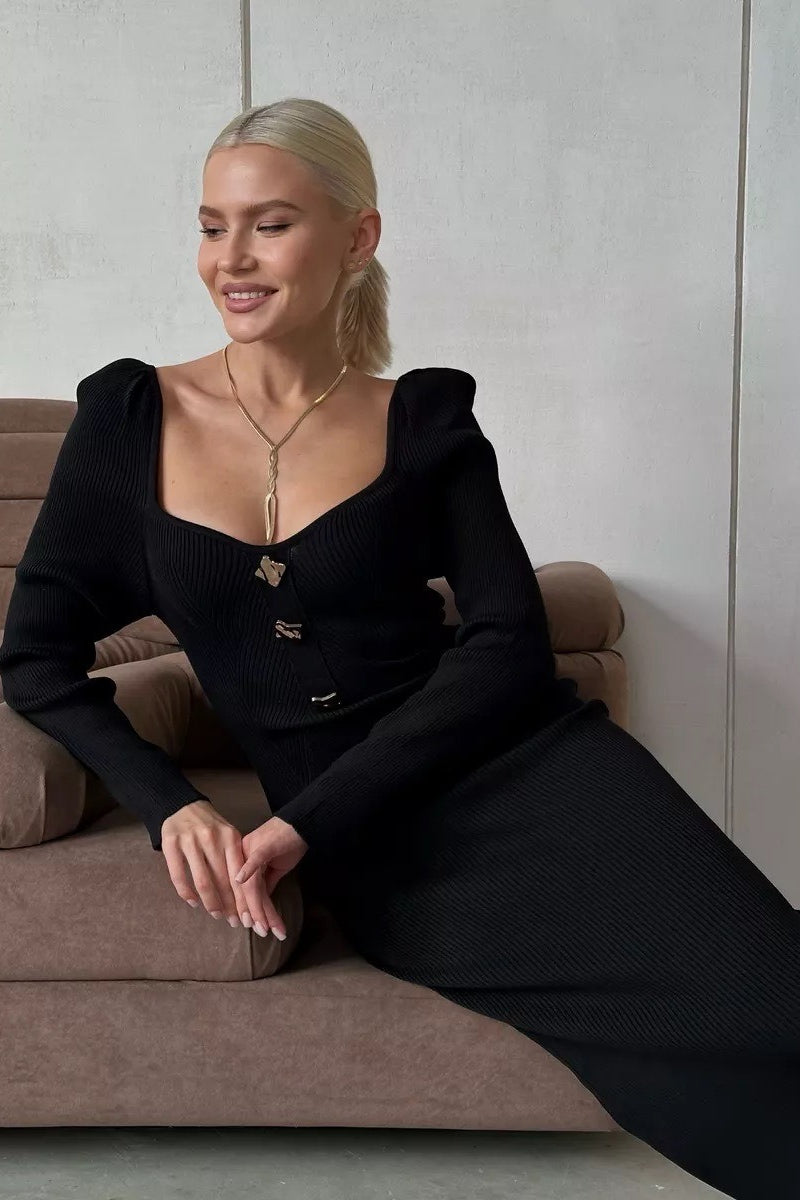 Sexy Knit High Waist Bodycon Midi Dress