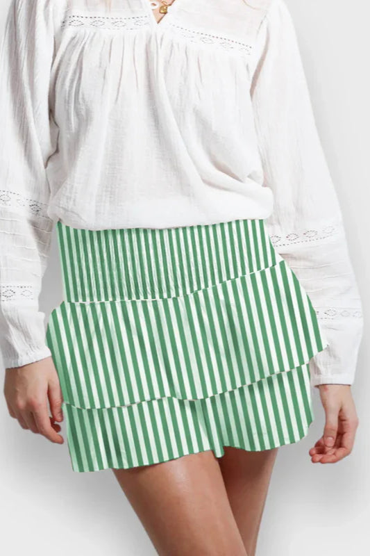Indie Graphic Ruffle Pleated Skirt