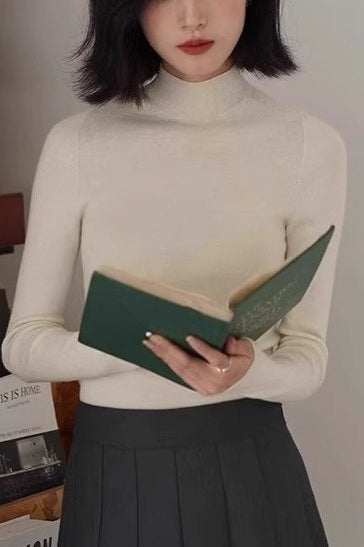 Wool Blend Mock Knit Top