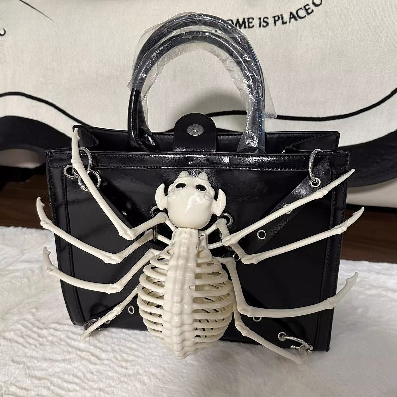 Y2K Harajuku Punk Advanced Design Rivet Gothic One Shoulder Steampunk Bag Black Halloween