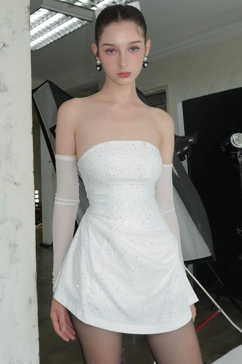 Stretch Shiny Off-Shoulder Birthday Dress