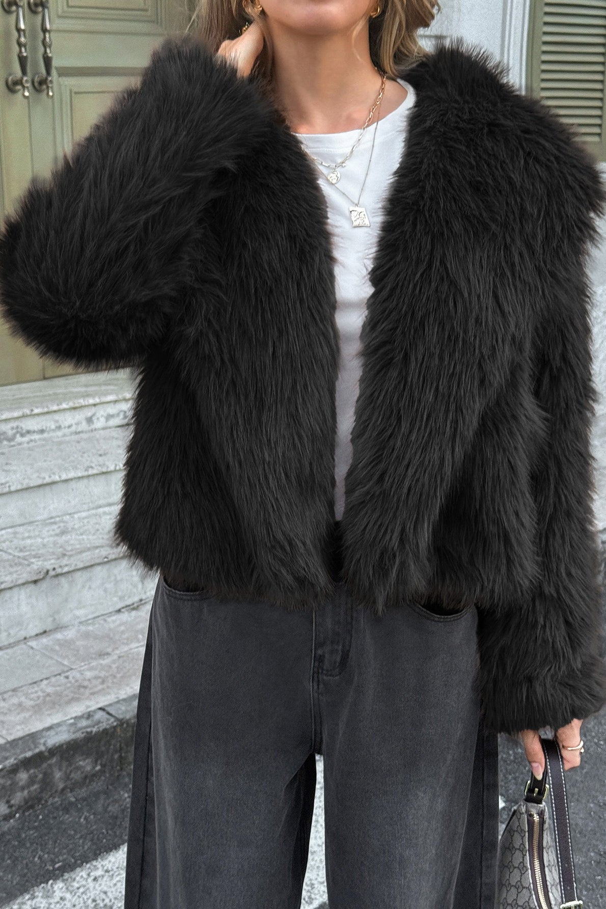 Casual Solid Plush Coat - Fashionpara