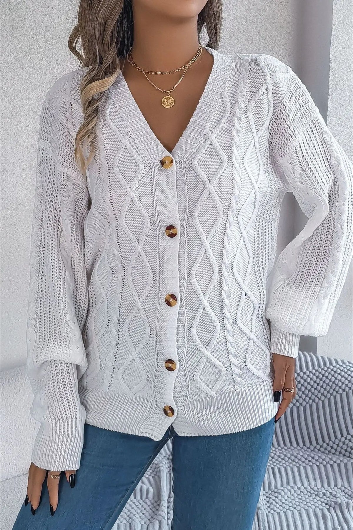 Knitted Long Sleeve Loose Single Breasted Cardigan 26