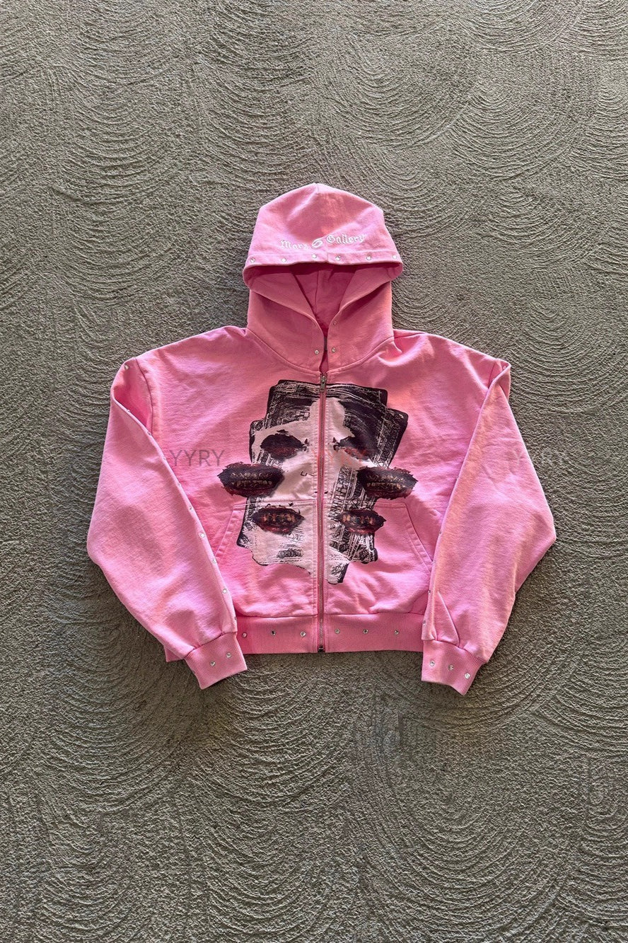 Street Style Rhinestone Print Hoodie