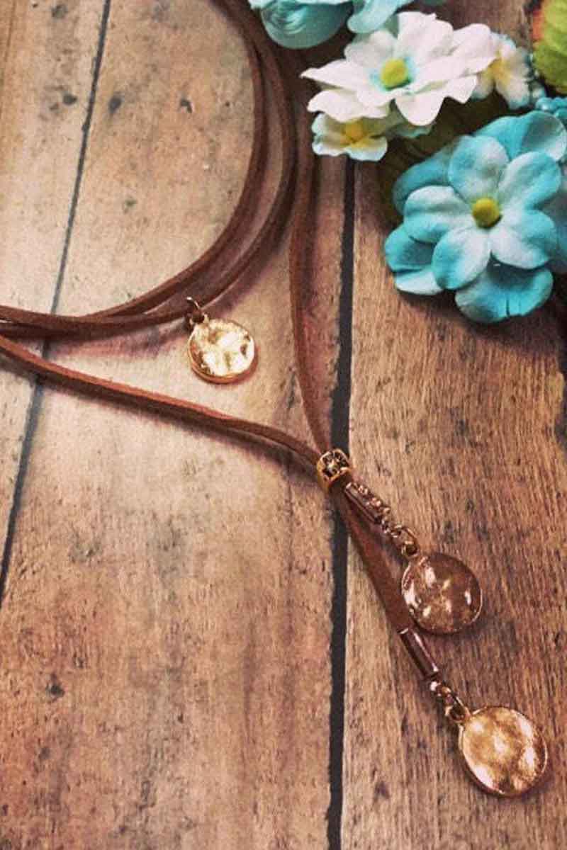 Vintage Disc Pendant Layered Necklace - Fashionpara