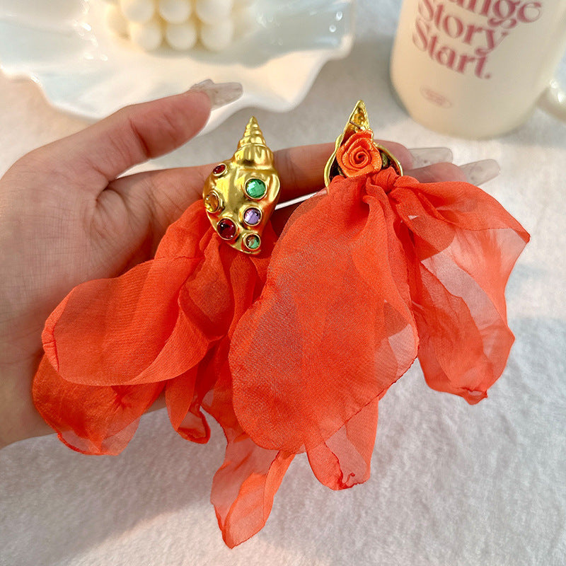 Handmade Fabric Conch Earrings