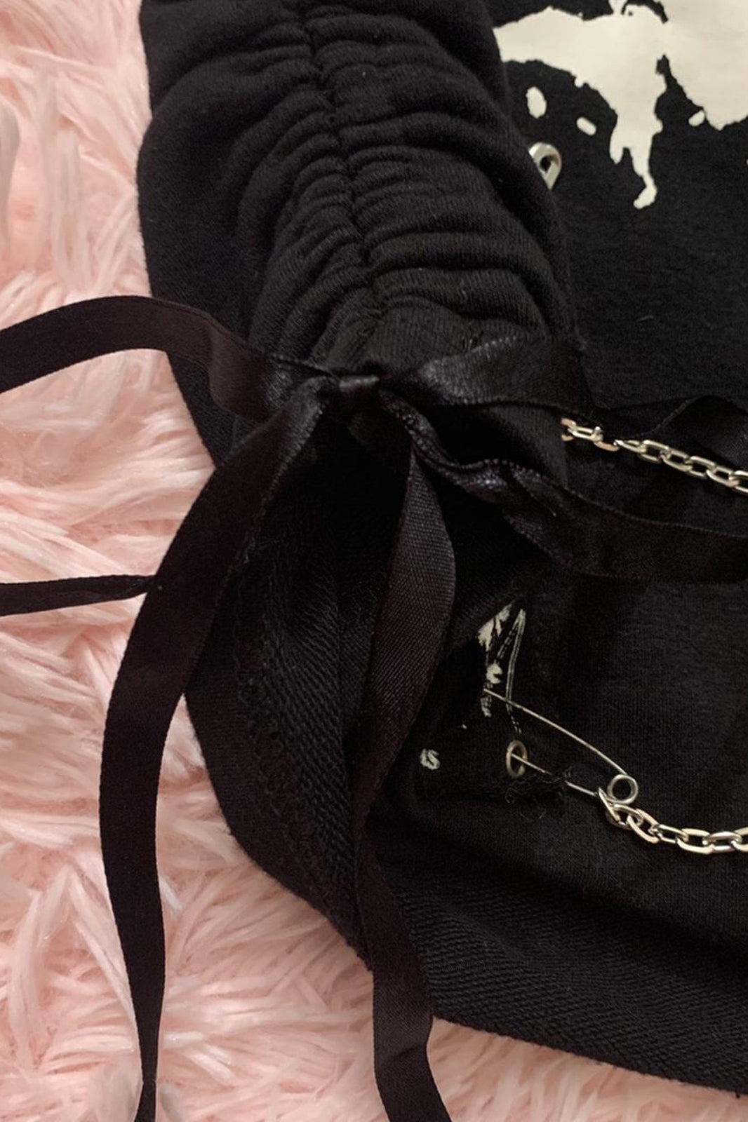 Asymmetrical Ruched Skull T-Shirt