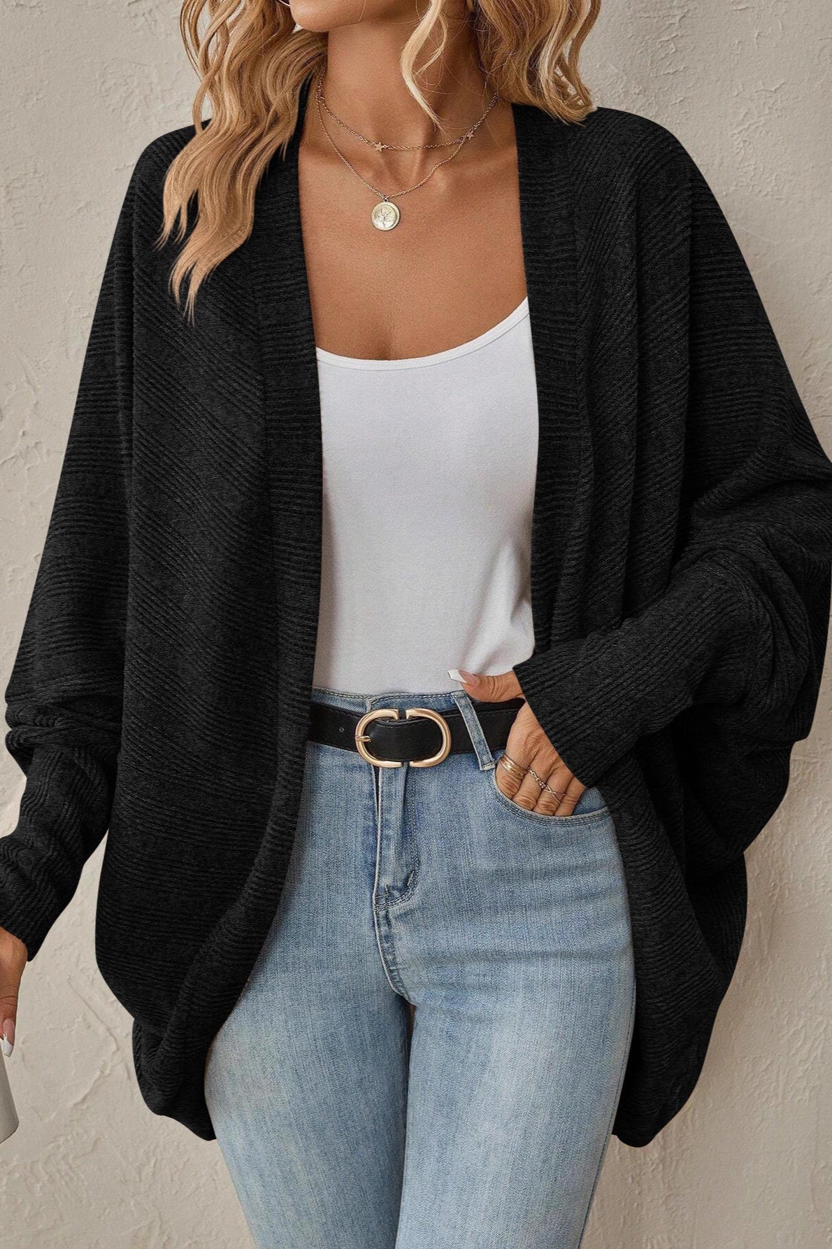 Chic Solid Color Midi Knit Cardigan for Autumn-Winter Wear