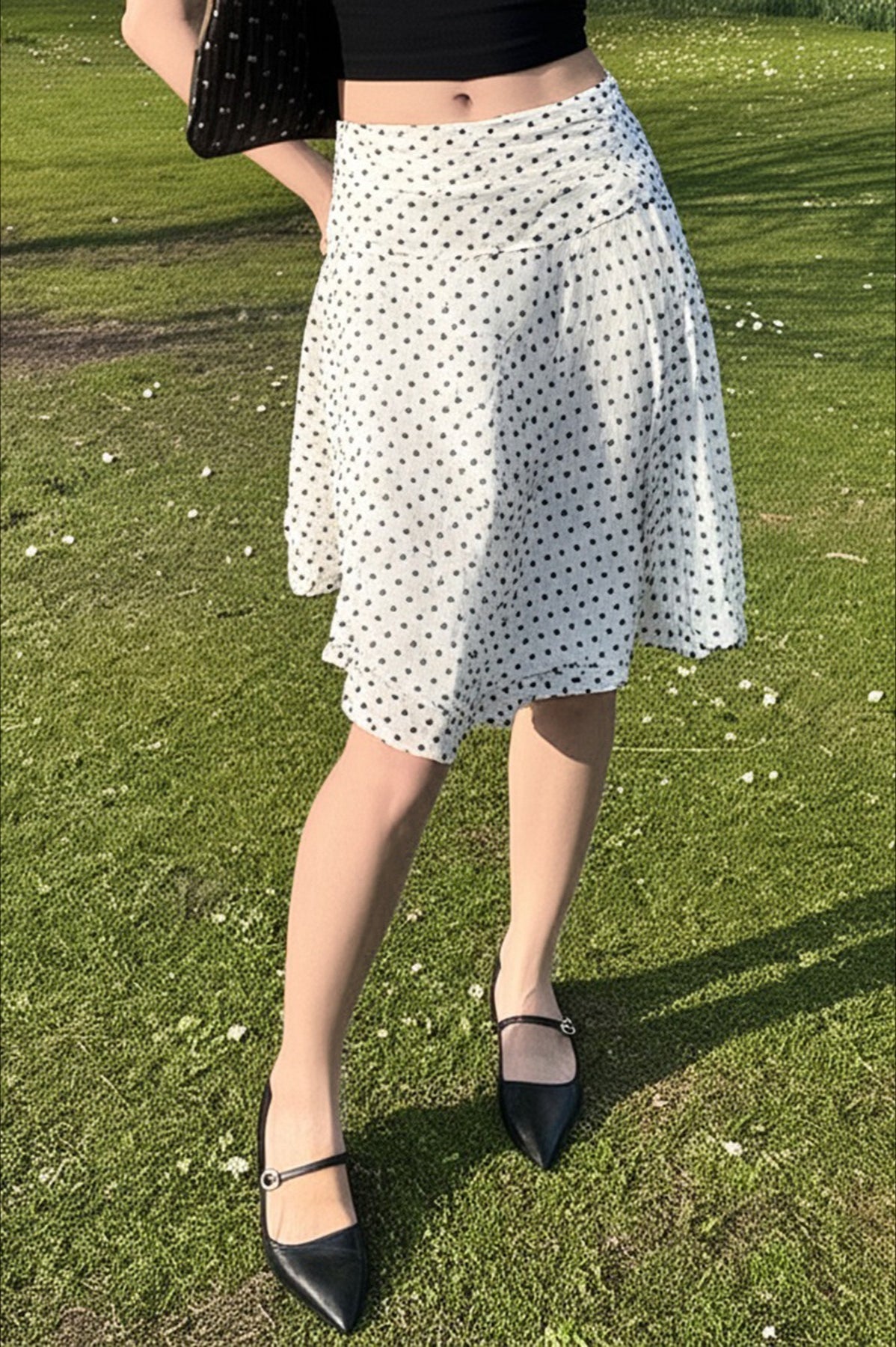 Polka Dot Mesh Layered Skirt
