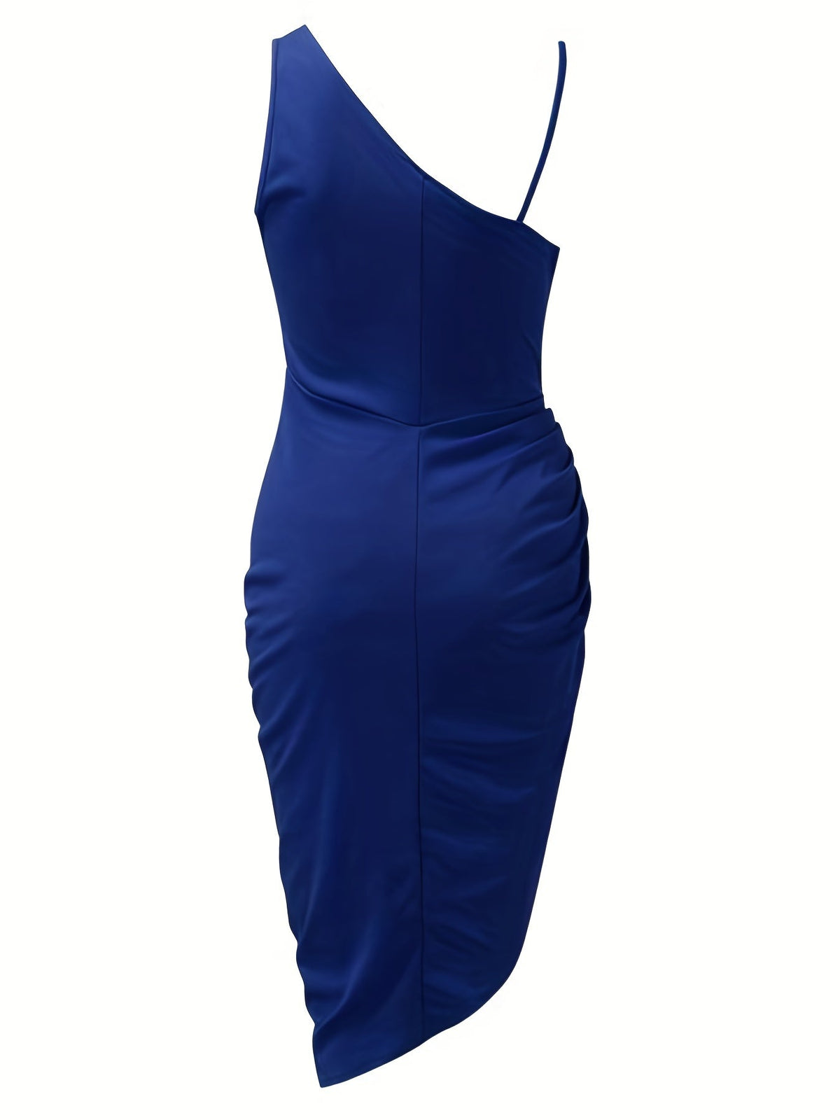 Sequin Panel One Shoulder Asymmetric Ruched Cocktail Midi Dress - View 4
