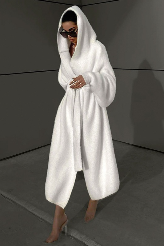 Solid Hooded Loose Stylish Long Overcoat - Fashionpara