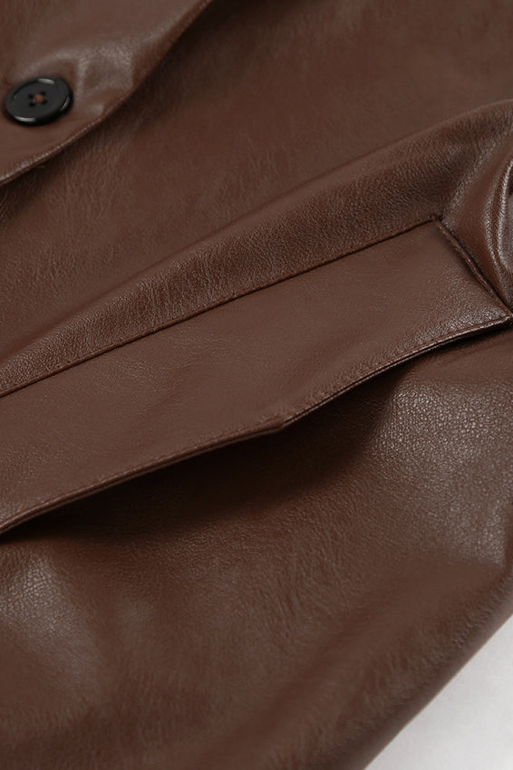 Elegant Vintage Brown Leather Blazer for Timeless Style