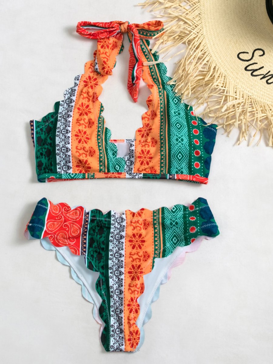 Printed High Waisted Bikini - Fashionpara