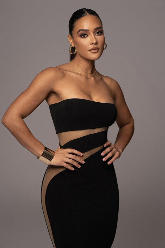 Strapless Cutout Bodycon Midi Dress