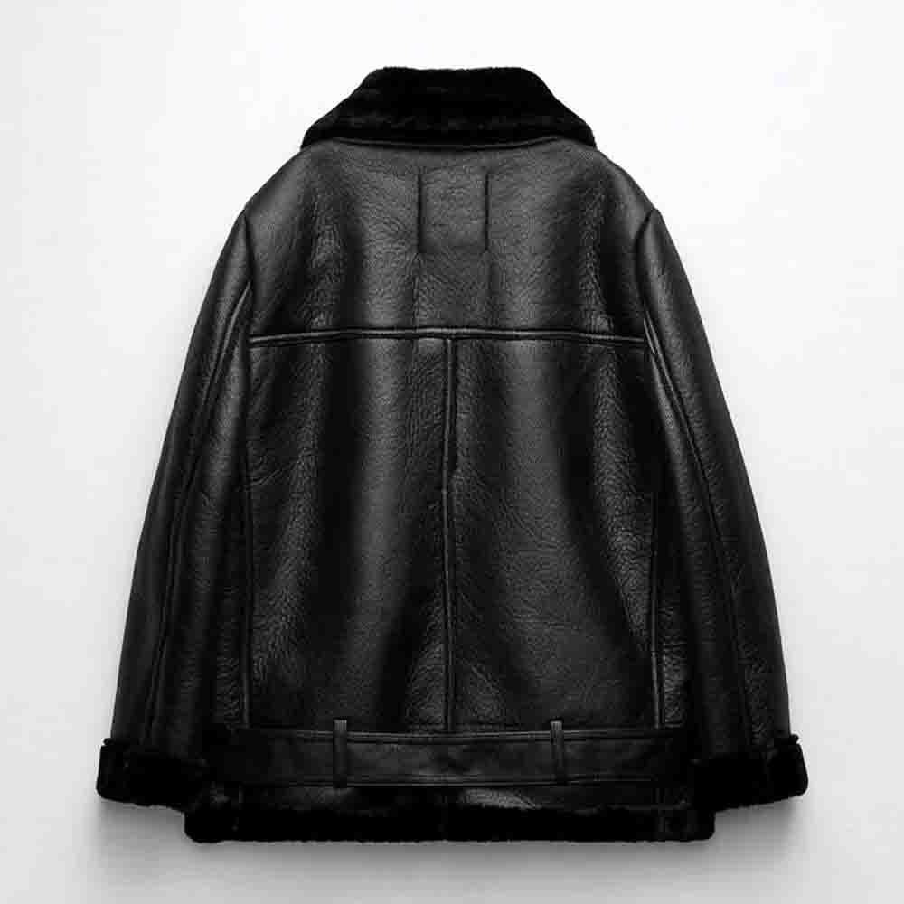 Amy Fashion - New Faux Leather Double Sided Coat - Fashionpara