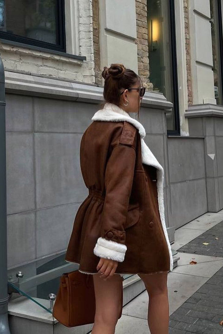 Winter Lined Faux Leather Coat for Stylish Warmth
