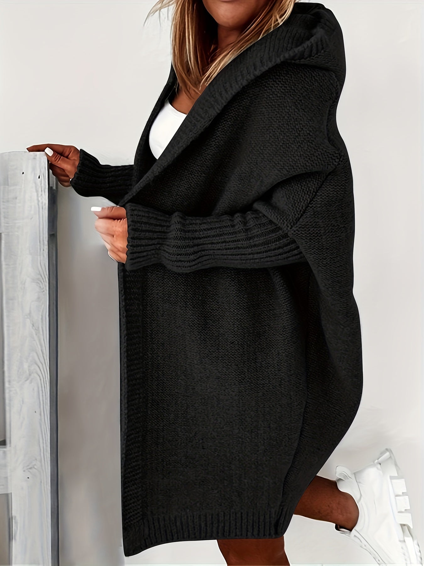 ShoptheCIC Oversized Hooded Knitted Cardigan Coat