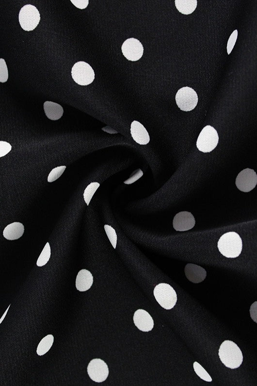 Polka Dot Collared Short Sleeve Split Midi Dress 6
