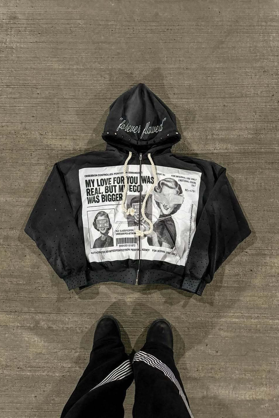 Color Block Rhinestone Street Hoodie 2