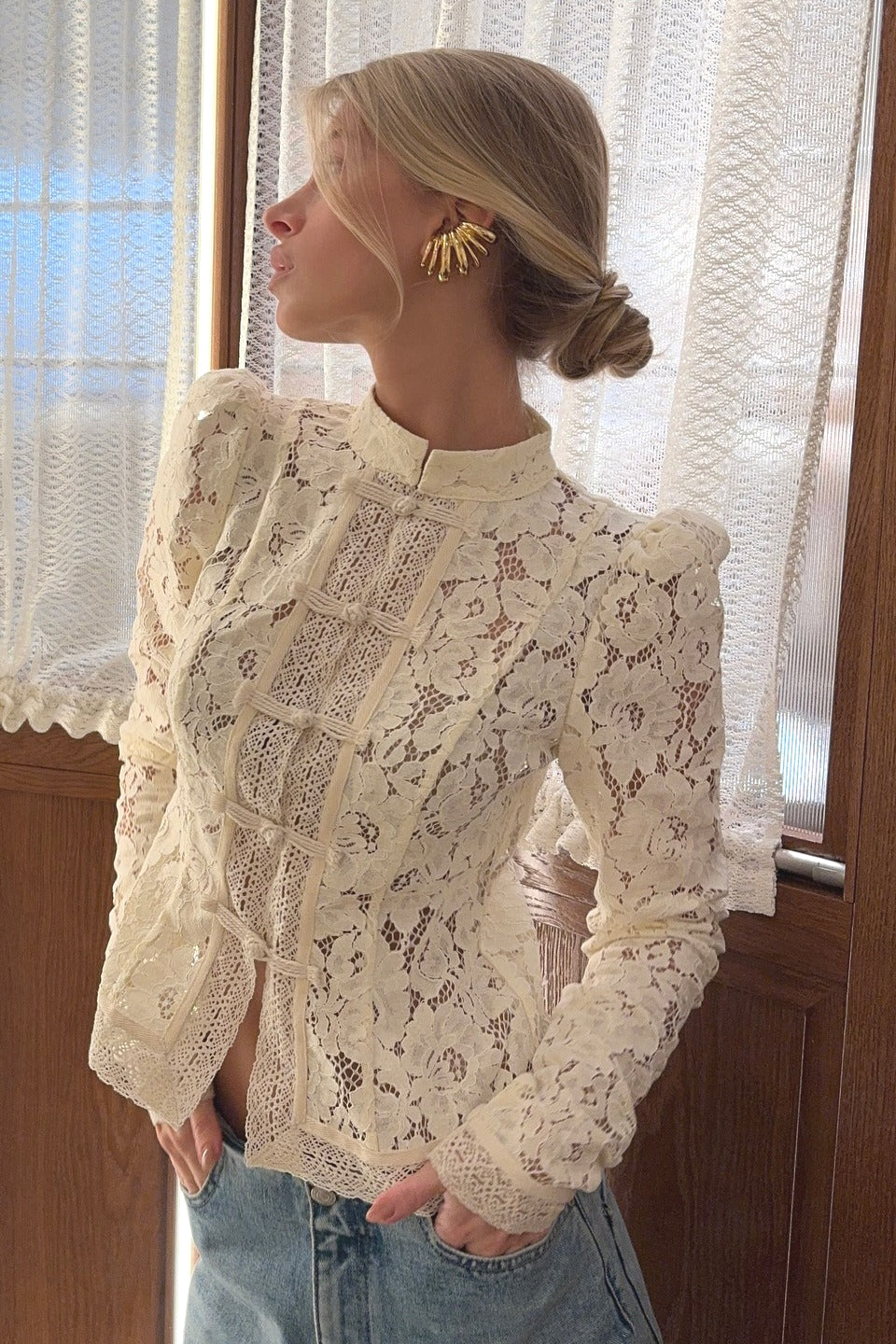 Vintage Lace Button Blouse