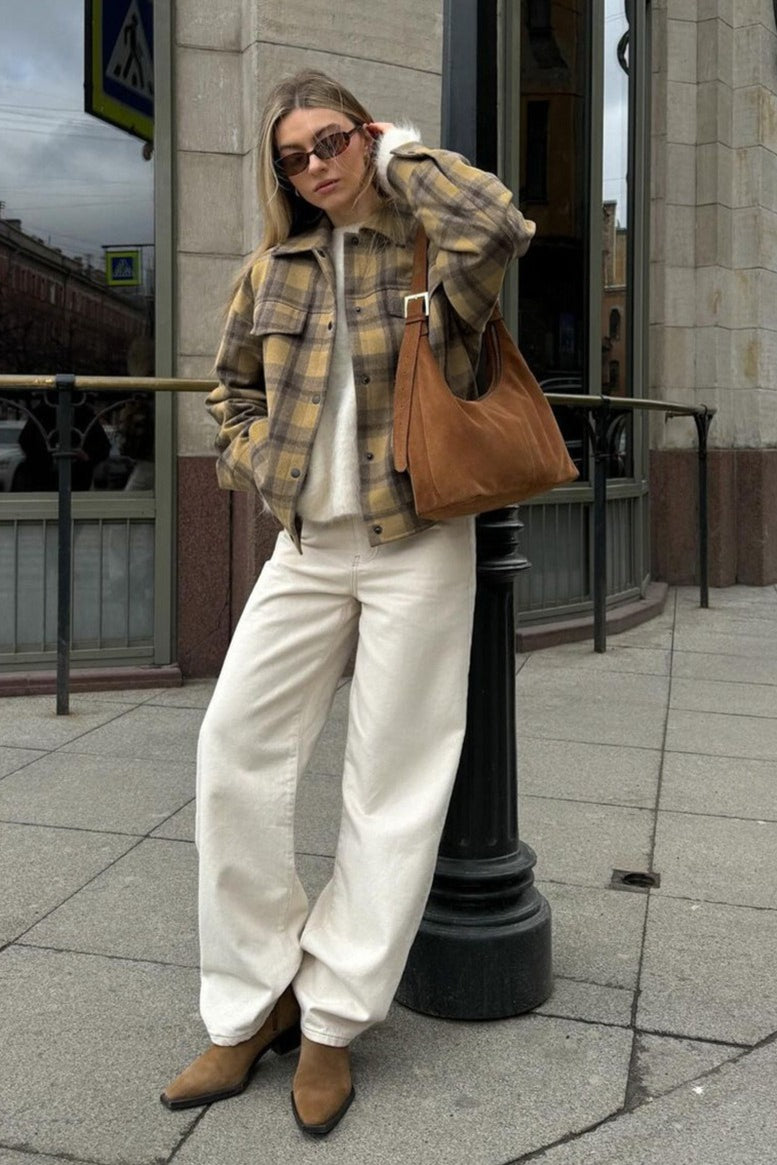 Stylish Loose Fit Plaid Wool Coat for Cozy Warmth