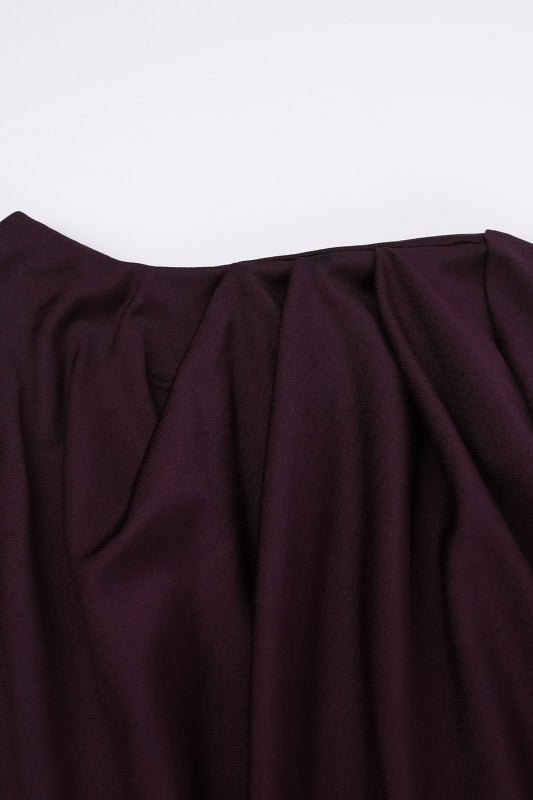 High Neck Ruched Split Bodycon Long Sleeve Party Dress