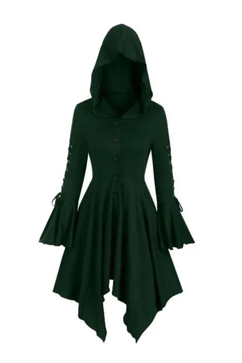 Halloween Party Cosplay Women Costume Medieval Cloak Hooded  Gothic Vintage Dress - Fashionpara
