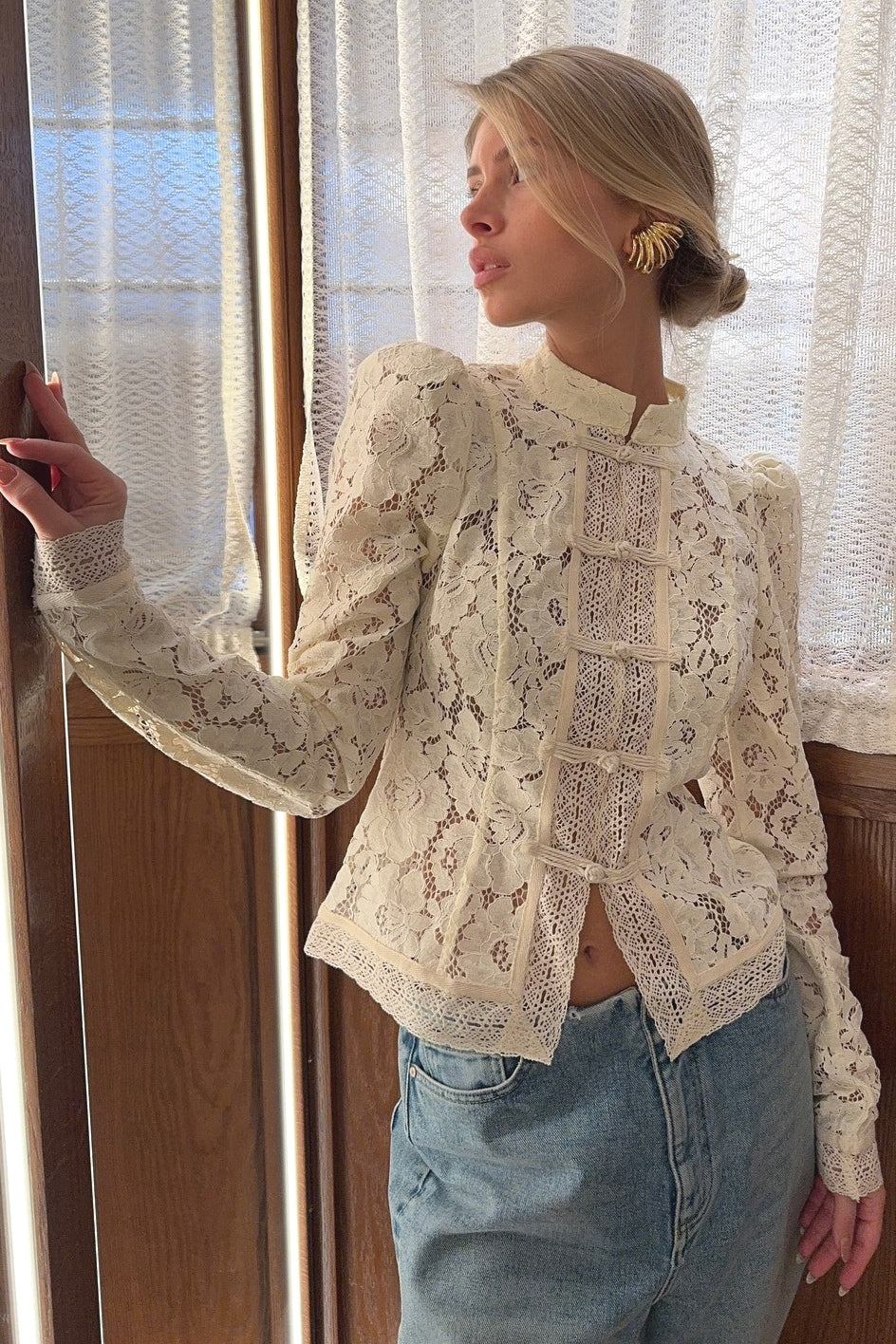 Vintage Lace Button Blouse