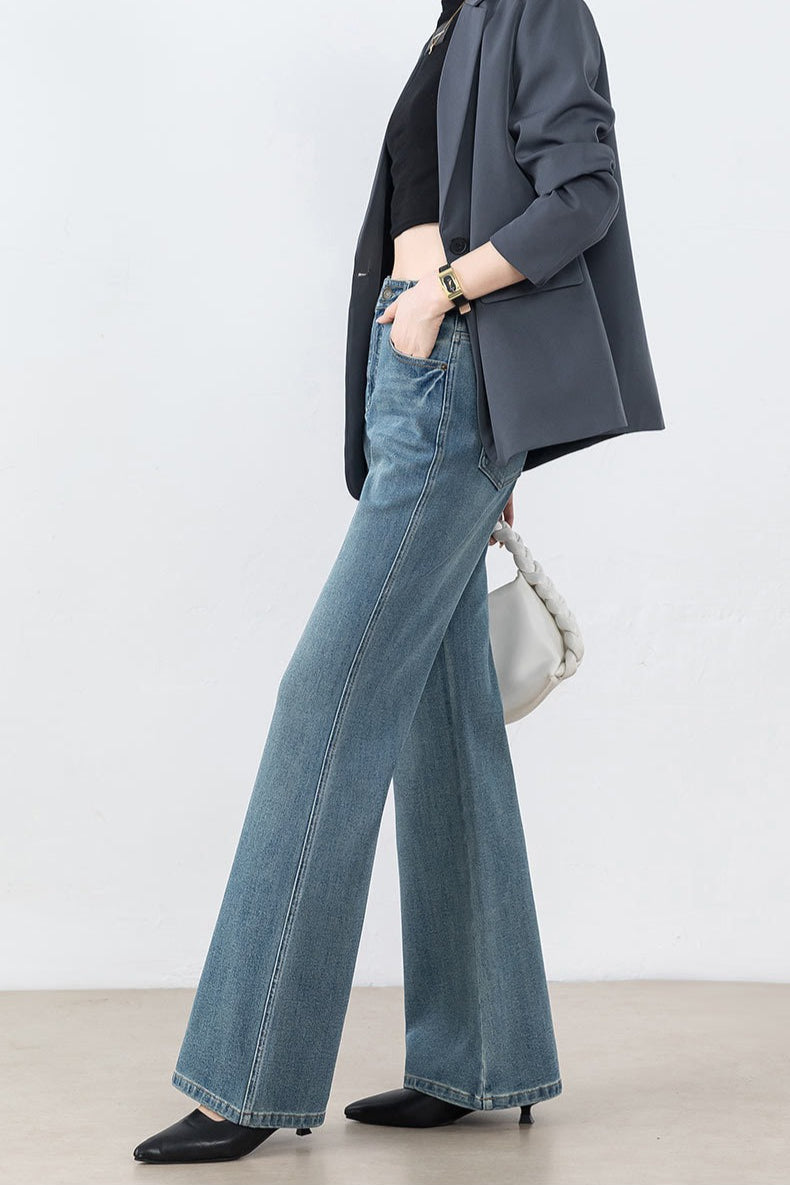 High Waist Tencel Stretch Flared Jeans