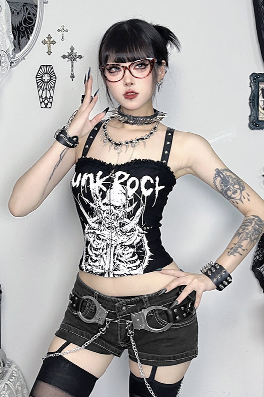 Dark Print Studded Sexy Corset