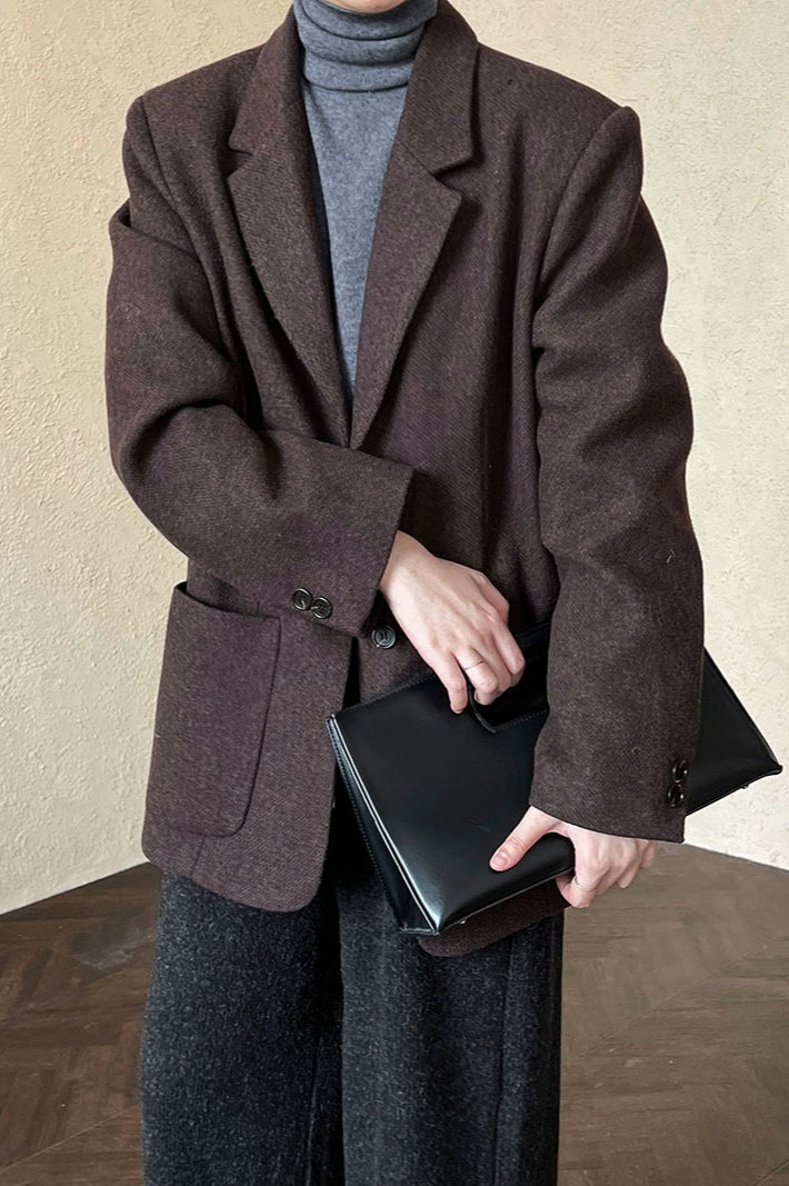 Wool Blend Relaxed Fit Blazer 17