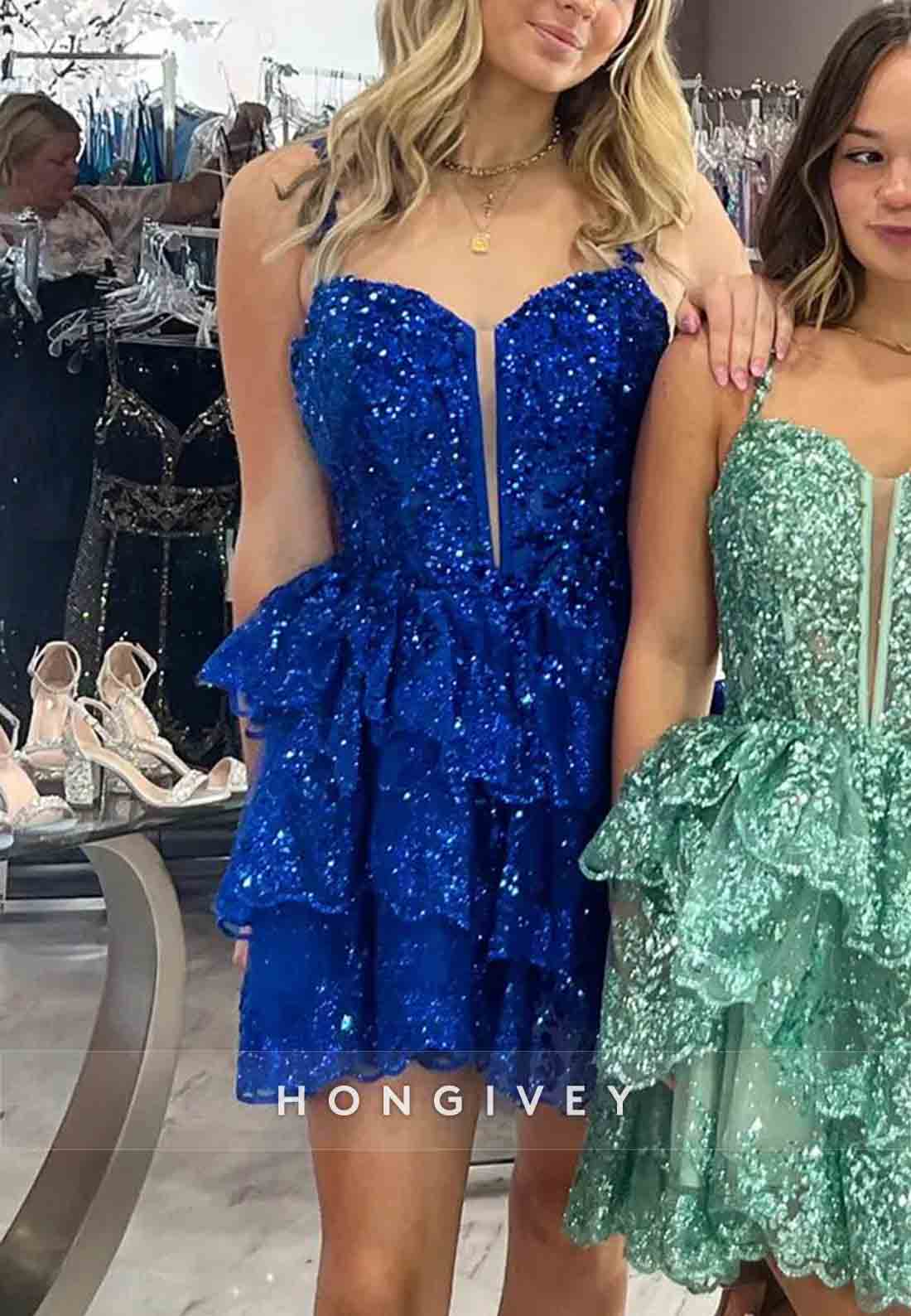 Sleeveless Sweetheart Regular Straps Sparkle A-Line Short Homecoming Dresses