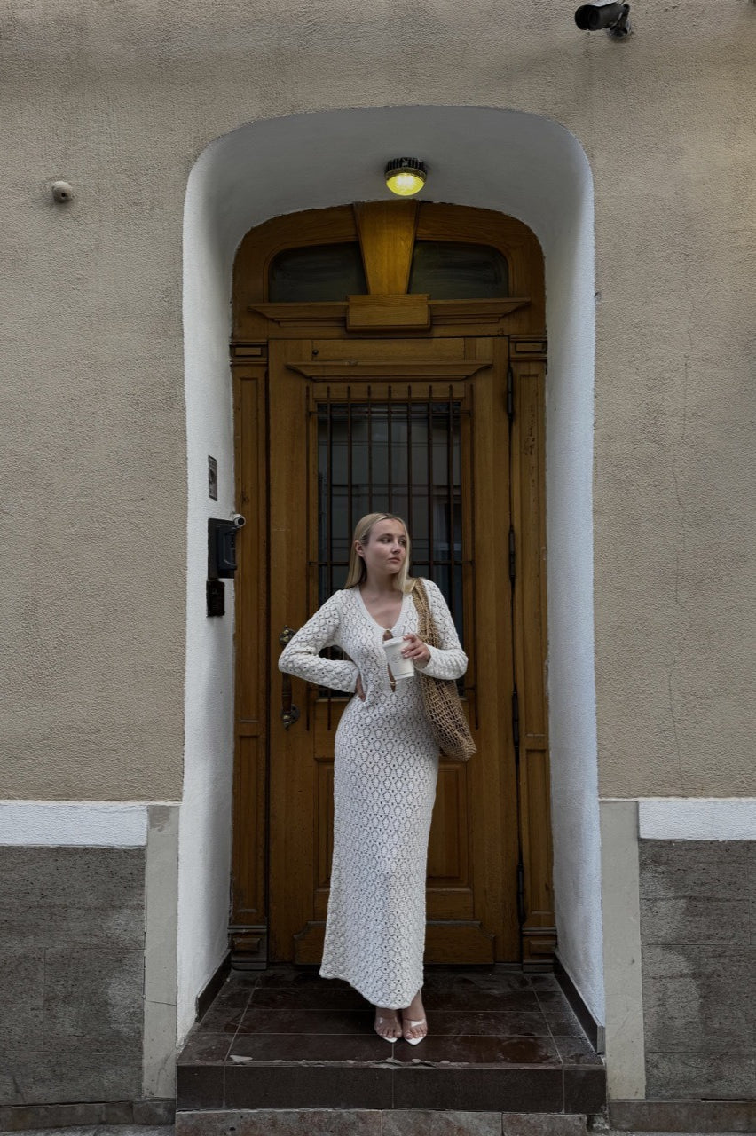 Diamond Crochet Knit Maxi Dress