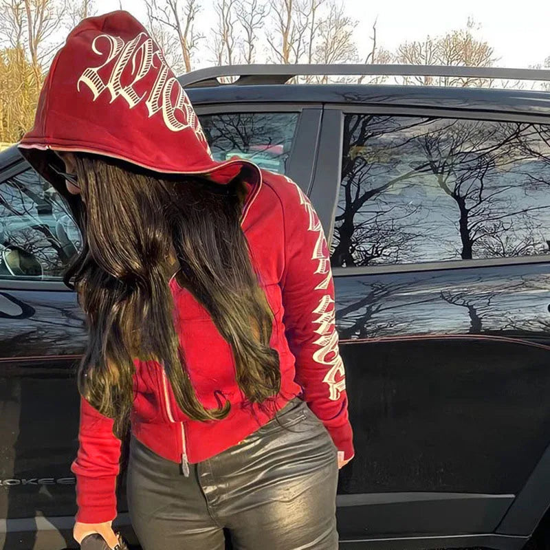 Winter Streetwear Oversized Long Sleeve Zip Up Hoodie - Fashionpara