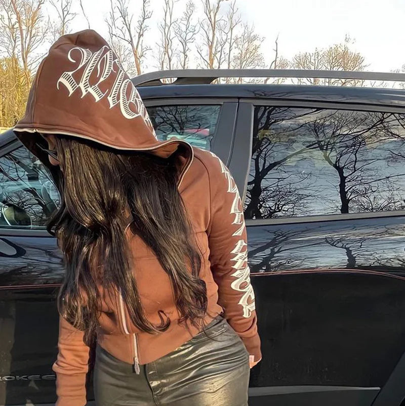 Winter Streetwear Oversized Long Sleeve Zip Up Hoodie - Fashionpara