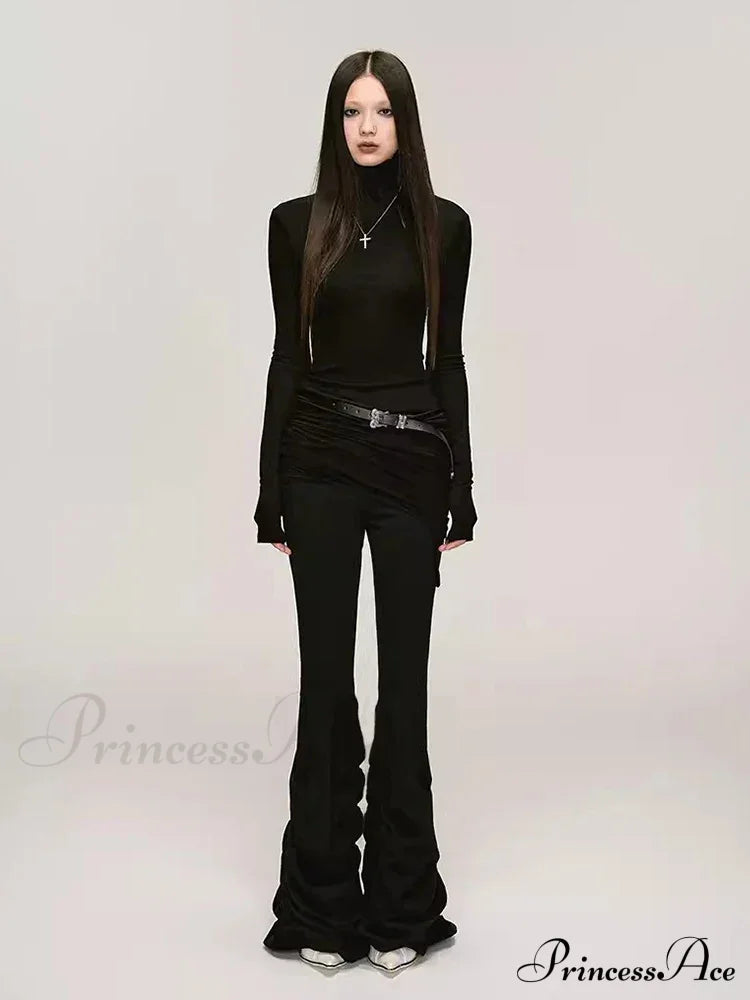 90s Retro Ruched Flare Halloween Pants